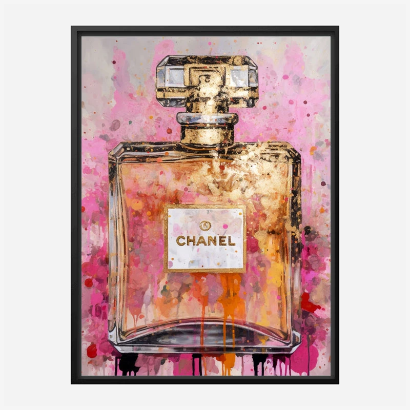 Chanel No 5 Pink & Gold Abstract Perfume Bottle Art Print